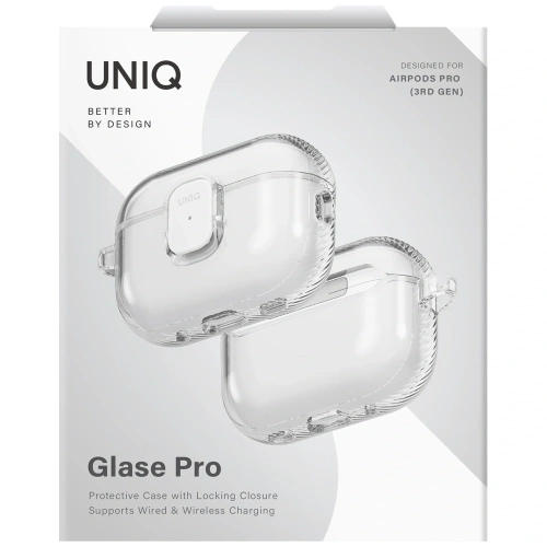Etui UNIQ Glase Pro do Apple AirPods Pro 3 Lock Case przezroczysty