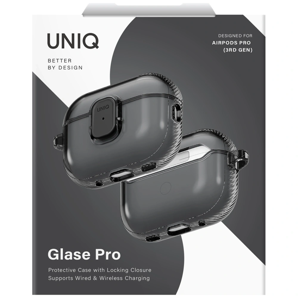 Etui UNIQ Glase Pro do Apple AirPods Pro 3 Lock Case smoke