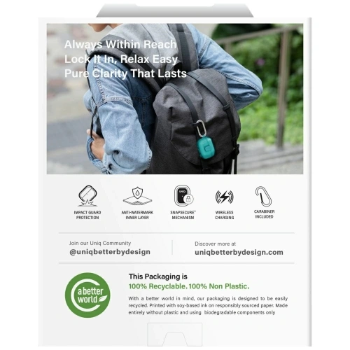 Etui UNIQ Glase Pro do Apple AirPods Pro 3 Lock Case turkusowy