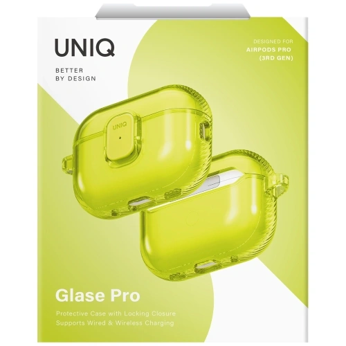 Etui UNIQ Glase Pro do Apple AirPods Pro 3 Lock Case żółty