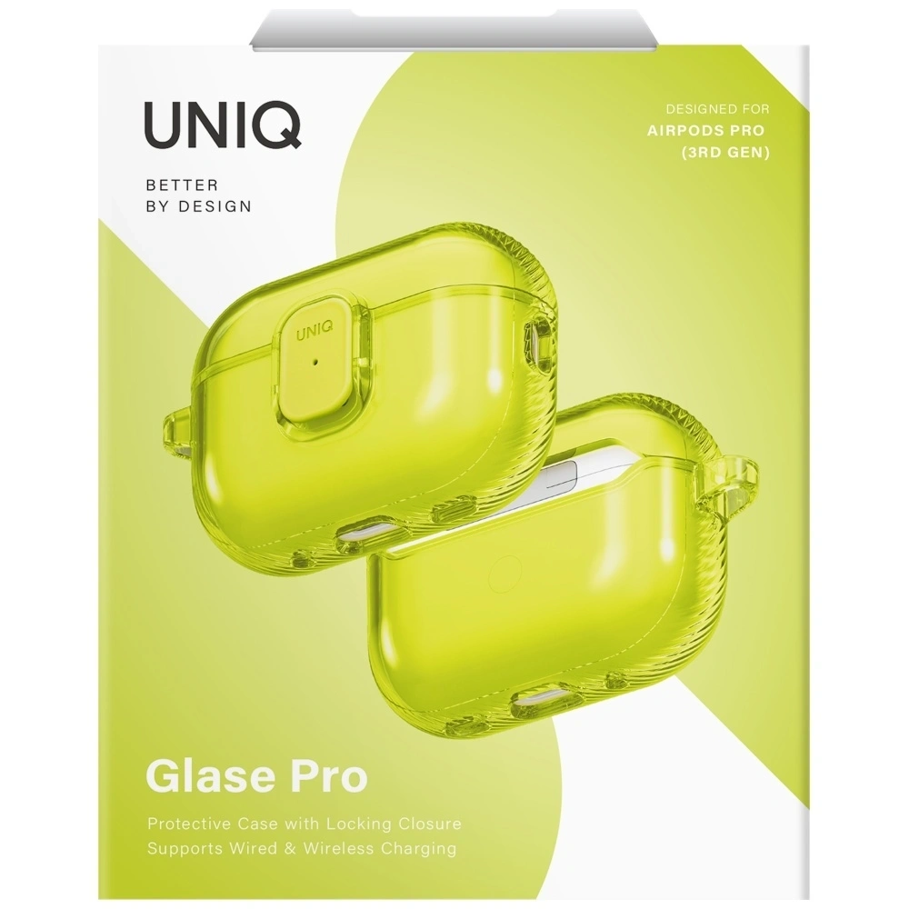 Etui UNIQ Glase Pro do Apple AirPods Pro 3 Lock Case żółty