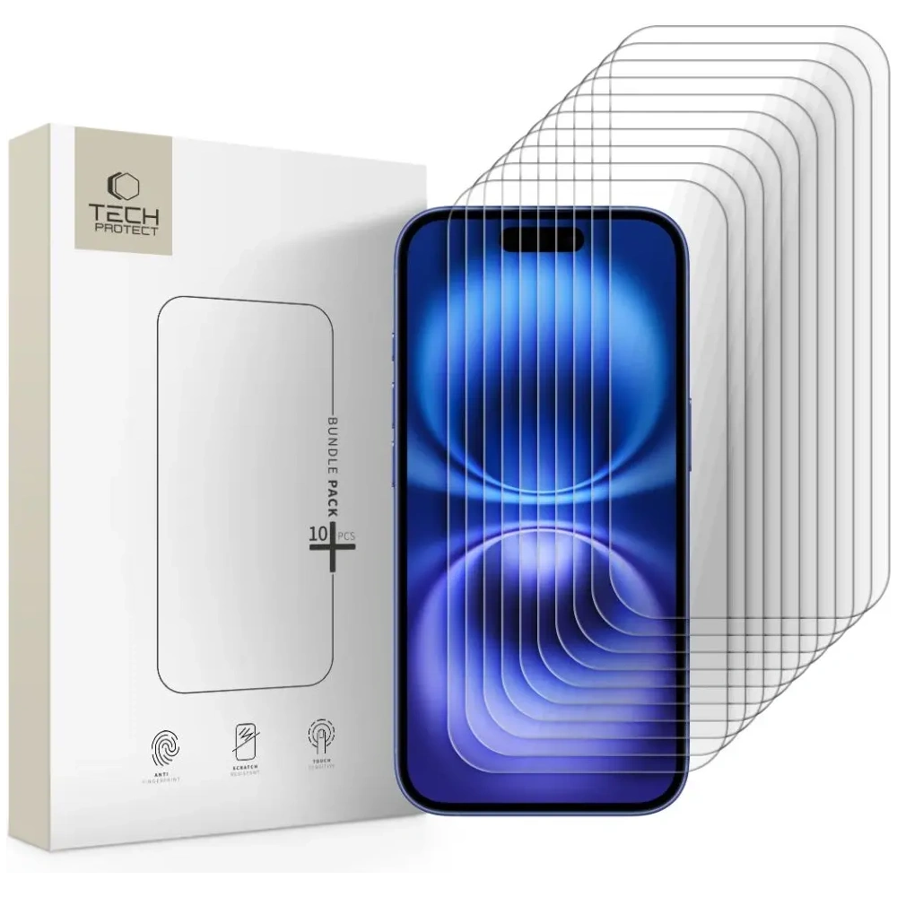 Szkło hartowane Tech-Protect Bundle do Apple iPhone 15 / 15 Pro / 16 Clear [10 PACK]
