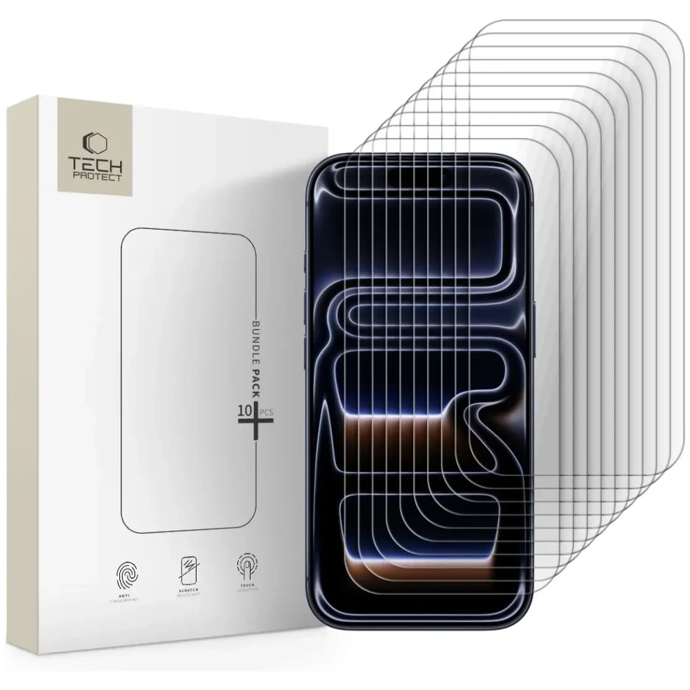 Szkło hartowane Tech-Protect Bundle do Apple iPhone 16 Pro / 17 / 17 Pro Clear [10 PACK]