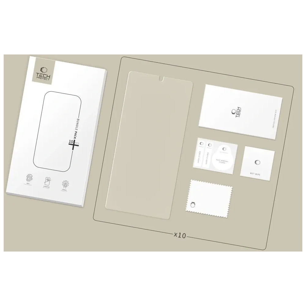 Szkło hartowane Tech-Protect Bundle do Samsung Galaxy S25 Ultra Clear [10 PACK]