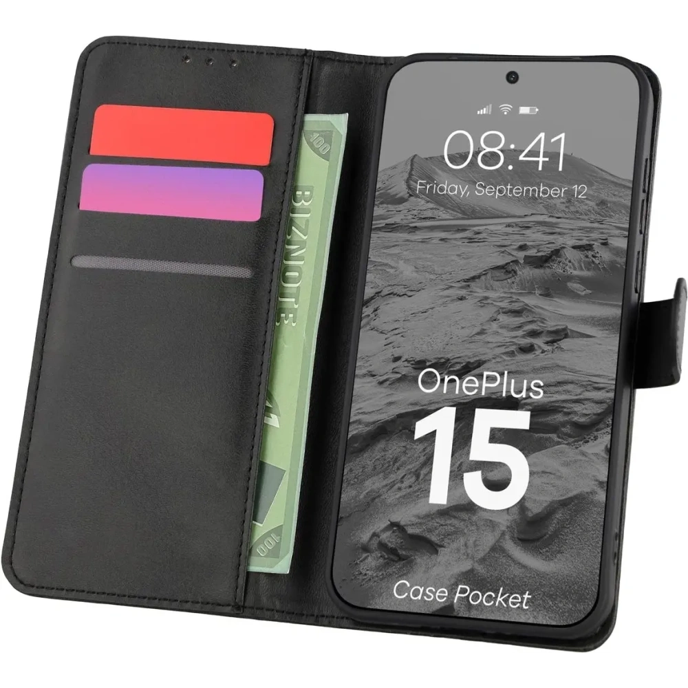 Etui z klapką Bizon Case Pocket do OnePlus 15 czarne