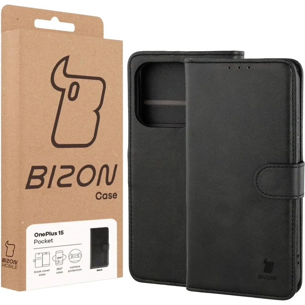 Etui z klapką Bizon Case Pocket do OnePlus 15 czarne