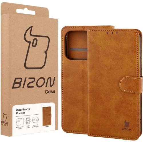 Etui z klapką Bizon Case Pocket do OnePlus 15 brązowe