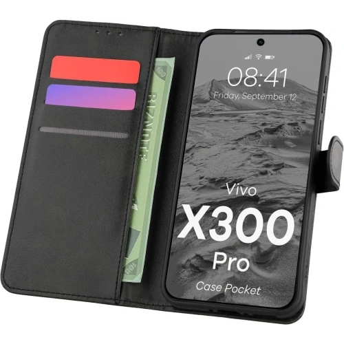 Etui z klapką Bizon Case Pocket do Vivo X300 Pro czarne