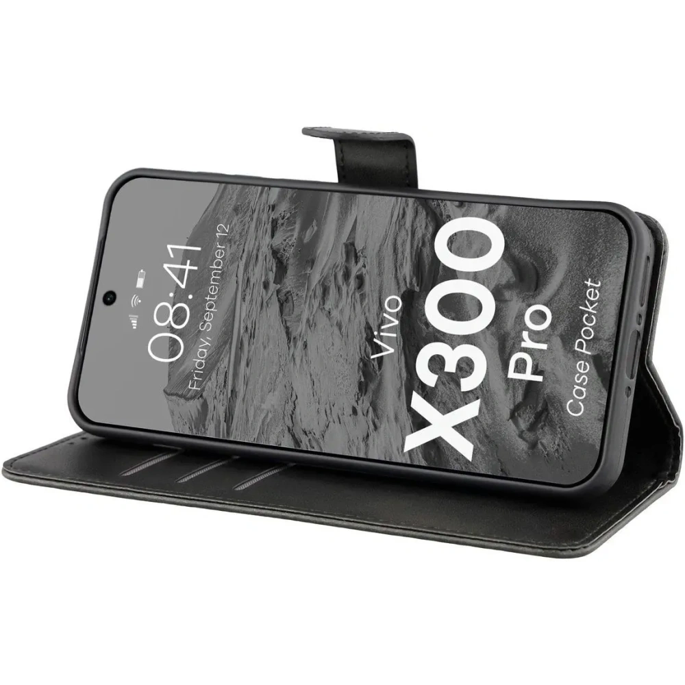 Etui z klapką Bizon Case Pocket do Vivo X300 Pro czarne
