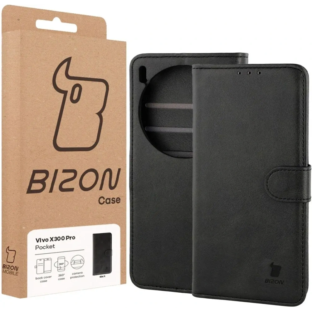 Etui z klapką Bizon Case Pocket do Vivo X300 Pro czarne