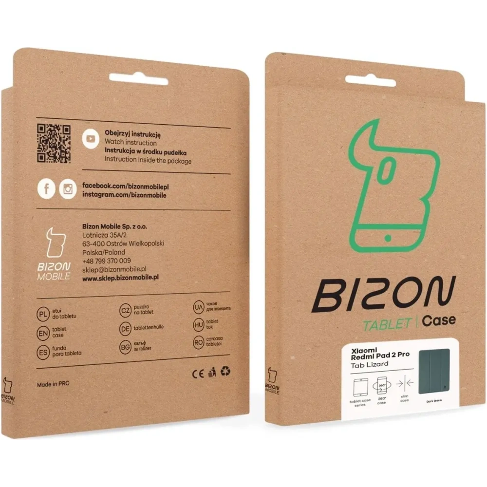 Etui z klapką Bizon Case Tab Lizard do Xiaomi Redmi Pad 2 Pro ciemnozielone