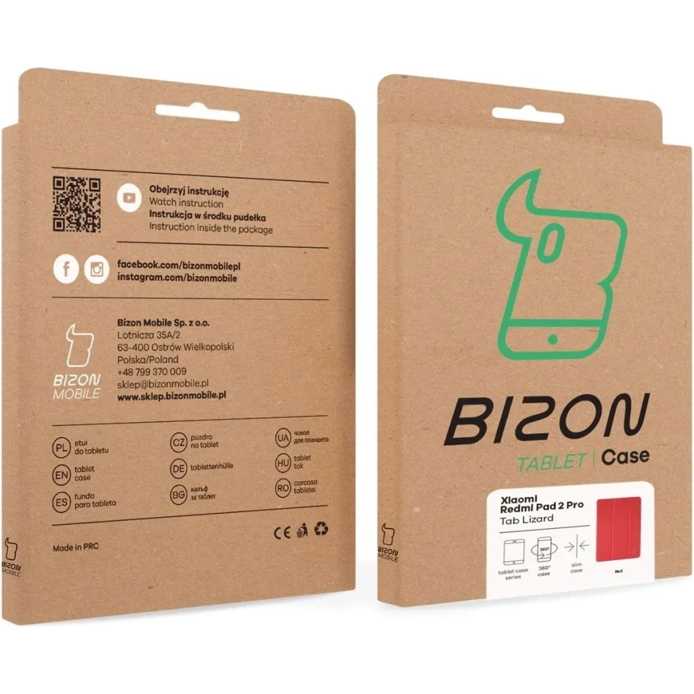 Etui z klapką Bizon Case Tab Lizard do Xiaomi Redmi Pad 2 Pro czerwone