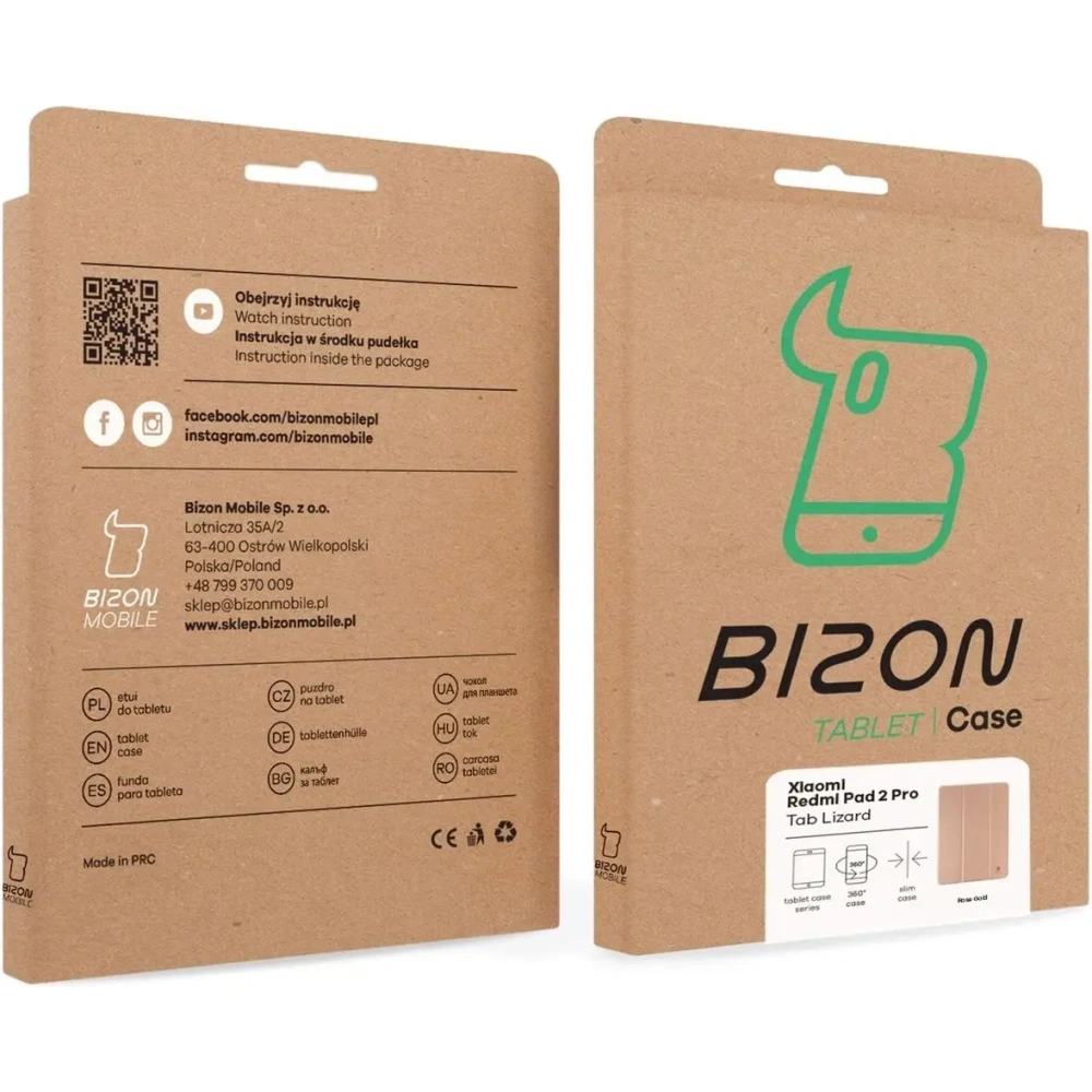 Etui z klapką Bizon Case Tab Lizard do Xiaomi Redmi Pad 2 Pro różowozłote