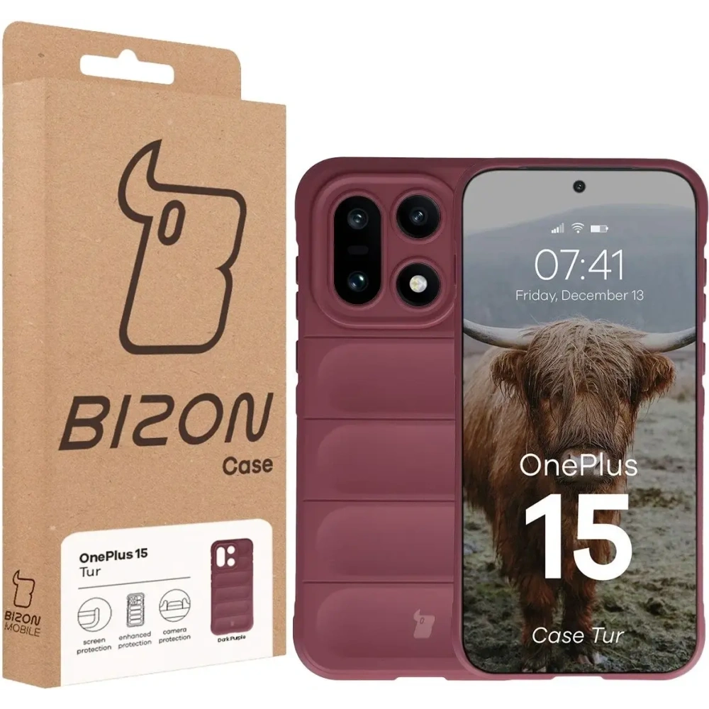 Pancerne etui Bizon Case Tur do OnePlus 15 burgundowe
