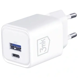 Ładowarka sieciowa 3MK Hyper Charger PD 33W GaN QC4+ PPS AFC FCP SCP USB-A + USB-C biały