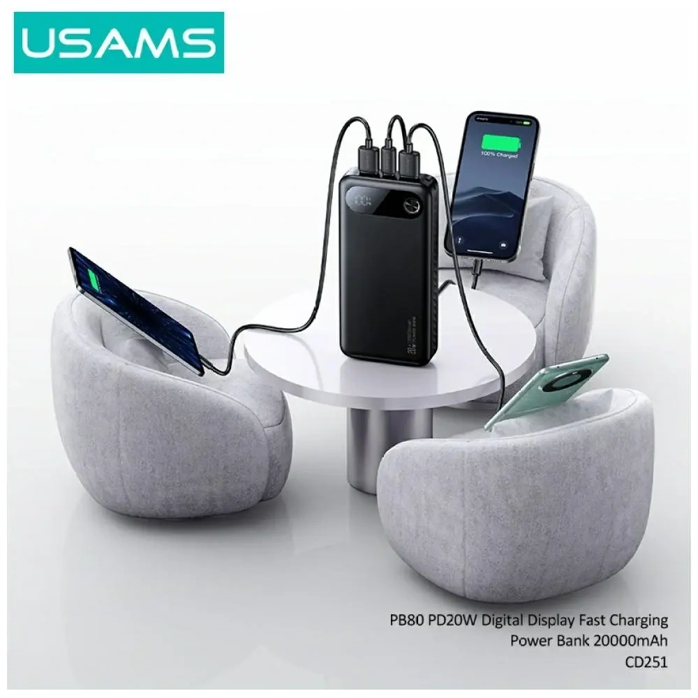 Powerbank USAMS PB80 PD20W 20000mAh biały