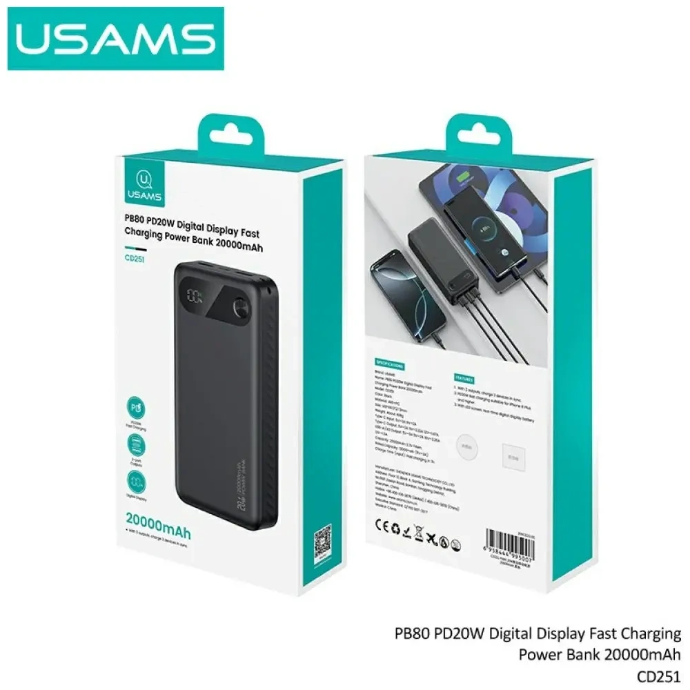 Powerbank USAMS PB80 PD20W 20000mAh biały