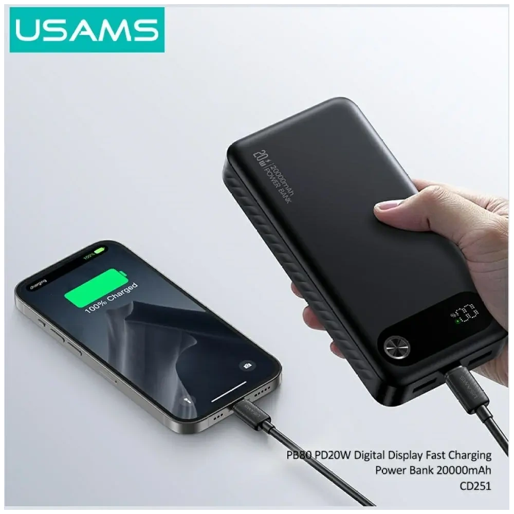 Powerbank USAMS PB80 PD20W 20000mAh czarny