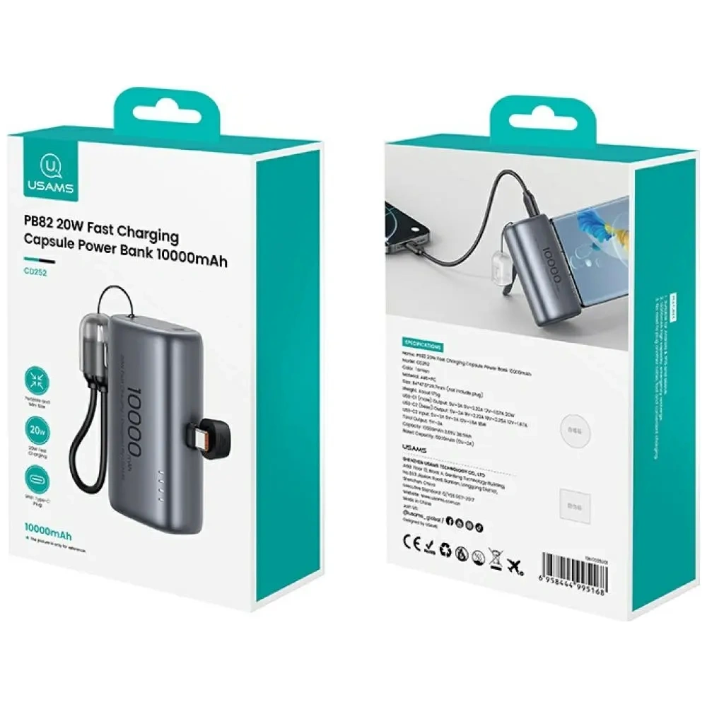 Powerbank USAMS PB82 20W 10000mAh szary