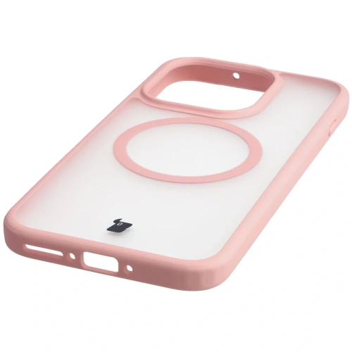 Etui z pierścieniem magnetycznym Bizon Case MatteO do OnePlus 15 przydymione-jasnoróżowe