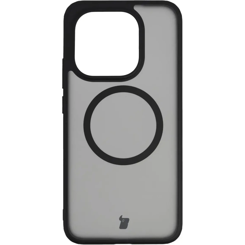Etui z pierścieniem magnetycznym Bizon Case MatteO do Xiaomi 15T przydymione-czarne