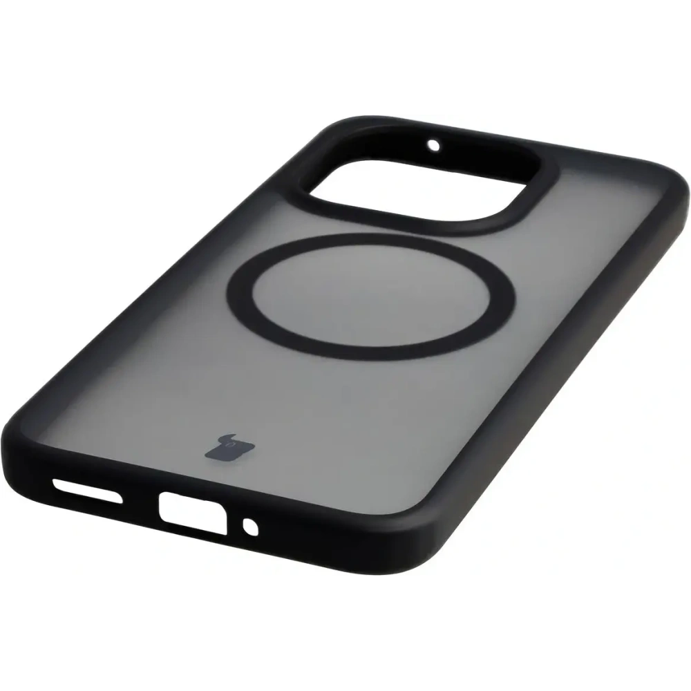 Etui z pierścieniem magnetycznym Bizon Case MatteO do Xiaomi 15T przydymione-czarne