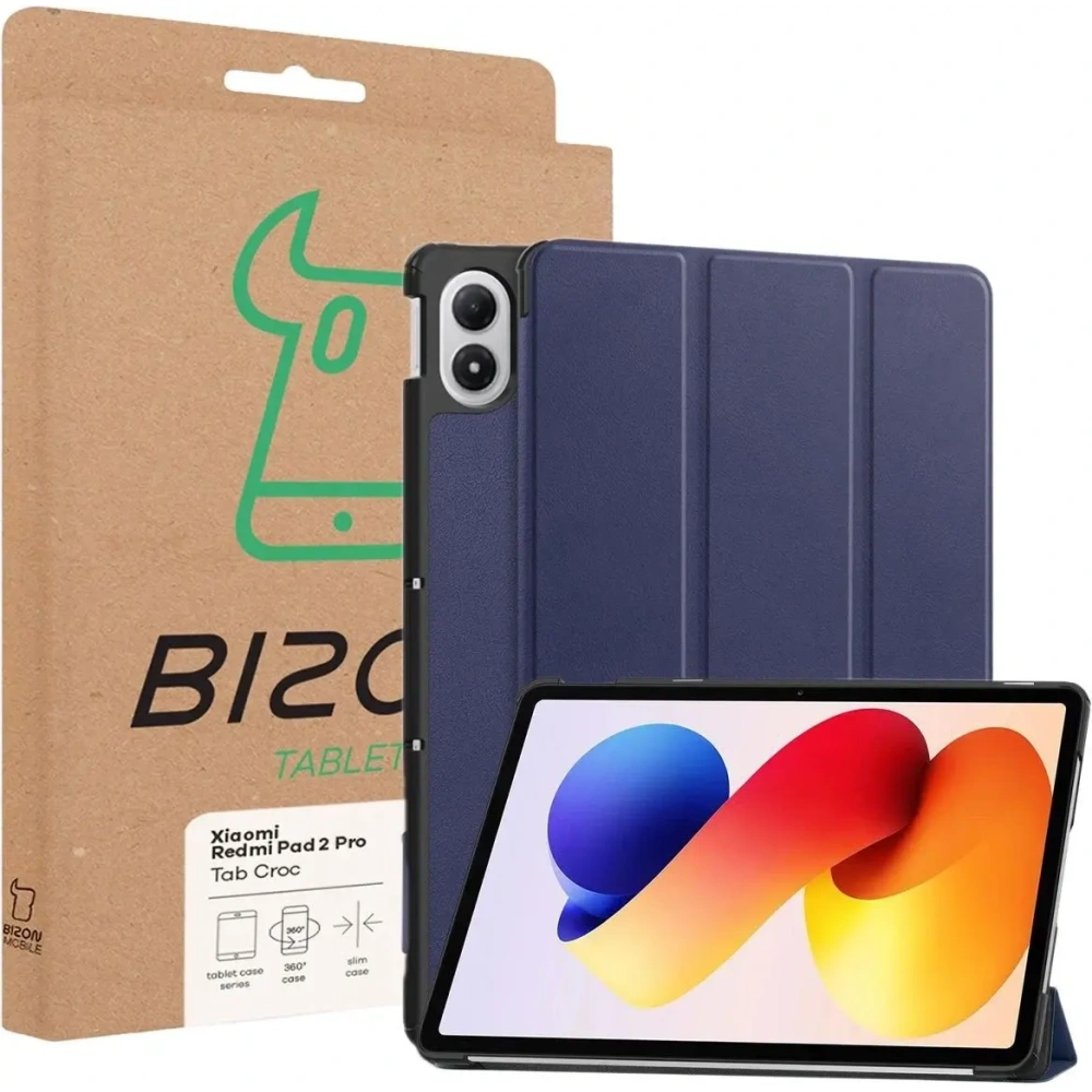 Etui z klapką Bizon Case Tab Croc do Xiaomi Redmi Pad 2 Pro granatowe