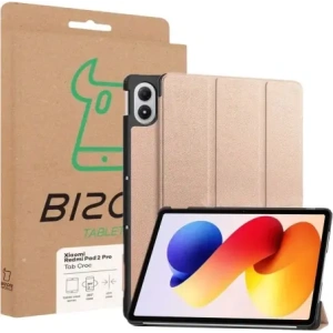 Etui z klapką Bizon Case Tab Croc do Xiaomi Redmi Pad 2 Pro różowozłote