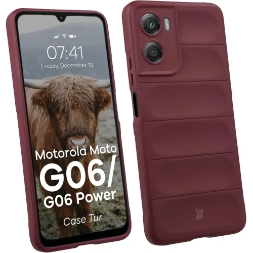Pancerne etui Bizon Case Tur do Motorola Moto G06 4G / G06 Power 4 burgundowe