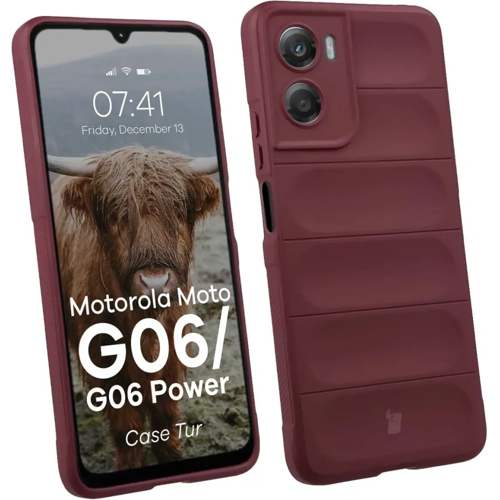 Pancerne etui Bizon Case Tur do Motorola Moto G06 4G / G06 Power 4 burgundowe