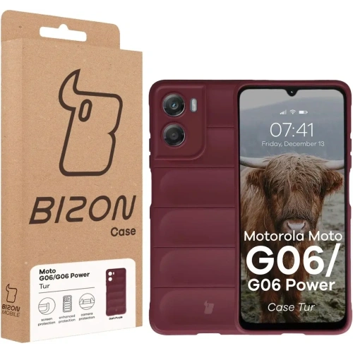 Pancerne etui Bizon Case Tur do Motorola Moto G06 4G / G06 Power 4 burgundowe
