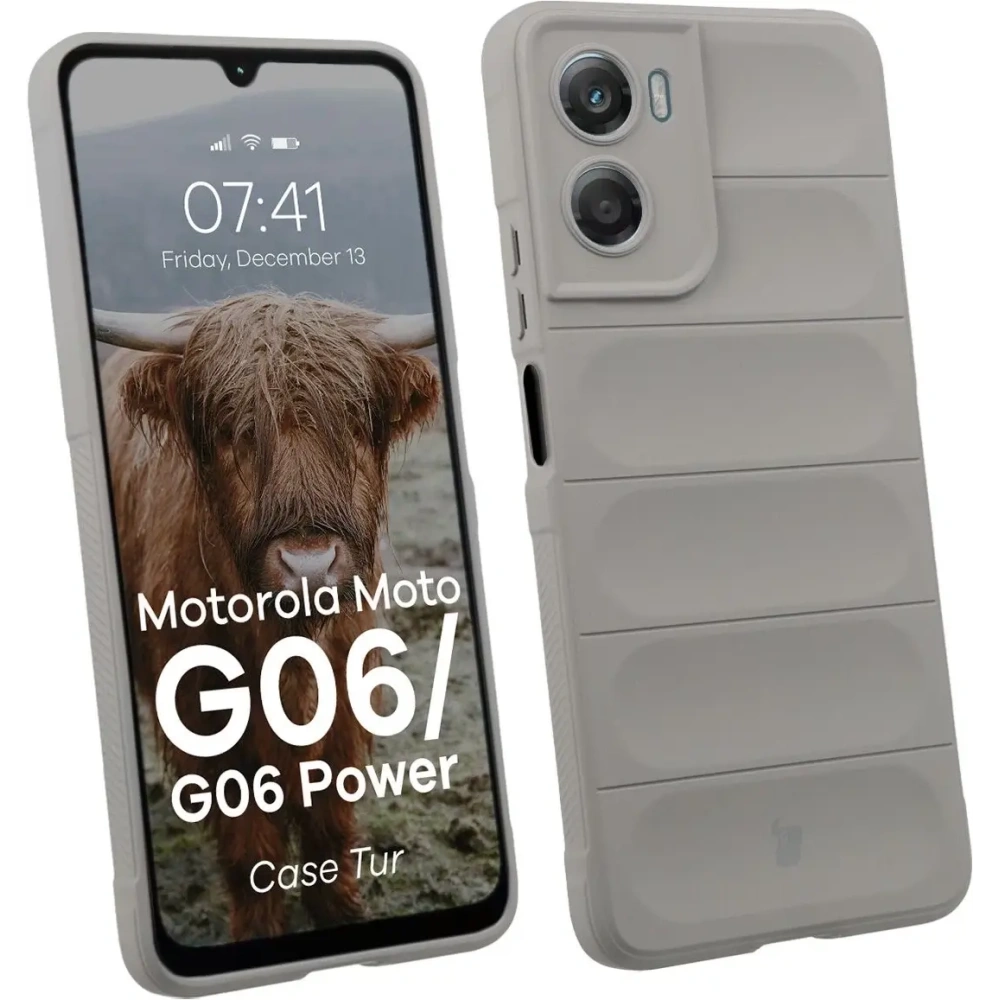 Pancerne etui Bizon Case Tur do Motorola Moto G06 4G / G06 Power 4 jasnoszare