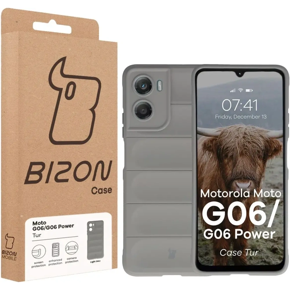 Pancerne etui Bizon Case Tur do Motorola Moto G06 4G / G06 Power 4 jasnoszare