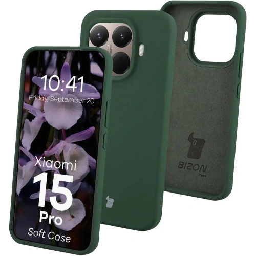 Silikonowe etui Bizon Soft Case do Xiaomi 15T Pro ciemnozielone