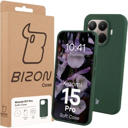 Silikonowe etui Bizon Soft Case do Xiaomi 15T Pro ciemnozielone