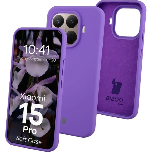 Silikonowe etui Bizon Soft Case do Xiaomi 15T Pro fioletowe