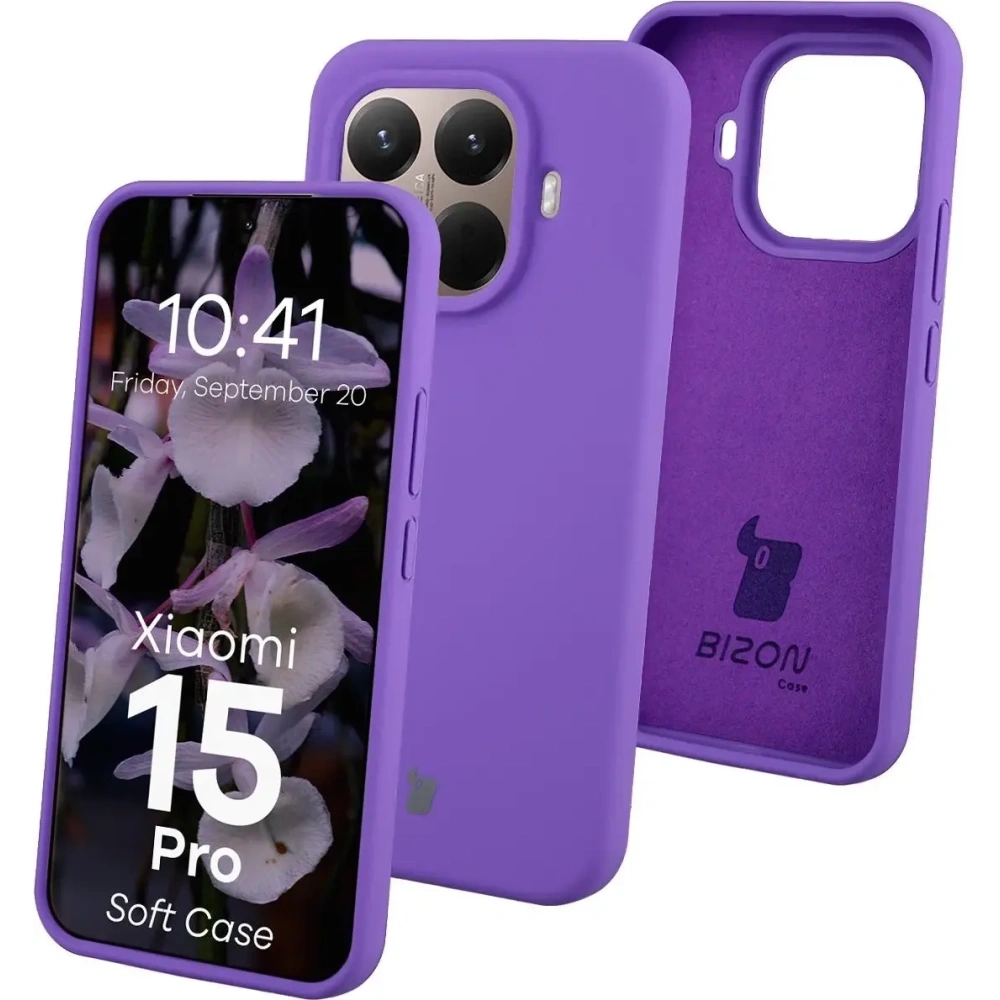 Silikonowe etui Bizon Soft Case do Xiaomi 15T Pro fioletowe
