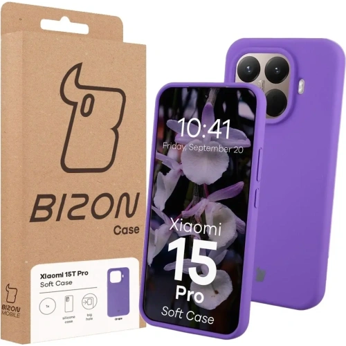 Silikonowe etui Bizon Soft Case do Xiaomi 15T Pro fioletowe