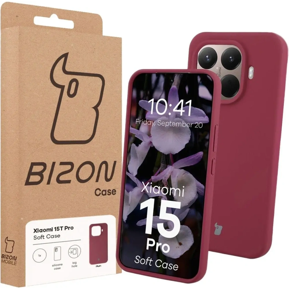 Silikonowe etui Bizon Soft Case do Xiaomi 15T Pro ciemnofioletowe