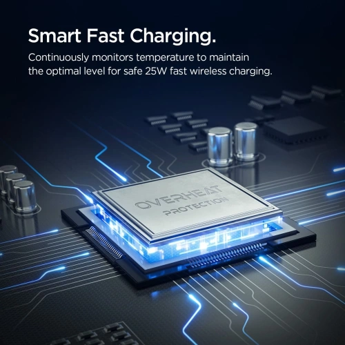 Uchwyt samochodowy do kratki z ładowarką indukcyjną Spigen Essential EV25MFAQ Qi2.2 Peltier Magnetic MagSafe Vent Car Mount Wireless Charger Black