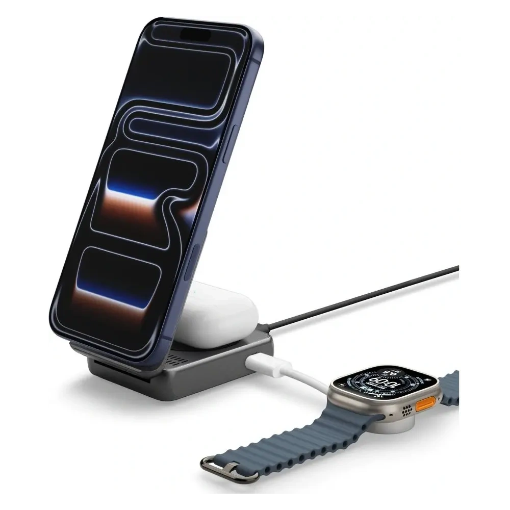 Ładowarka indukcyjna Spigen Essential EF302MOQ Qi 2.2 2in1 Magnetic MagSafe Wireless Charger Black