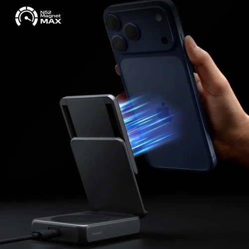 Ładowarka indukcyjna Spigen Essential EF302MOQ Qi 2.2 2in1 Magnetic MagSafe Wireless Charger Black