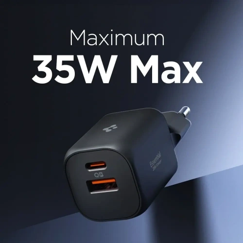 Ładowarka sieciowa Spigen Essential EE352EU USB-A, USB-C Network Charger 35W Black