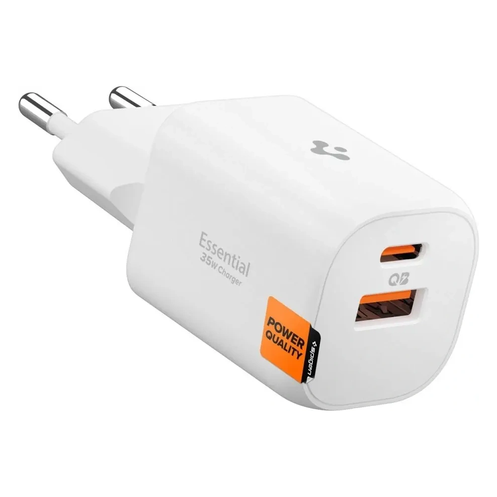 Ładowarka sieciowa Spigen Essential EE352EU USB-A, USB-C Network Charger 35W White