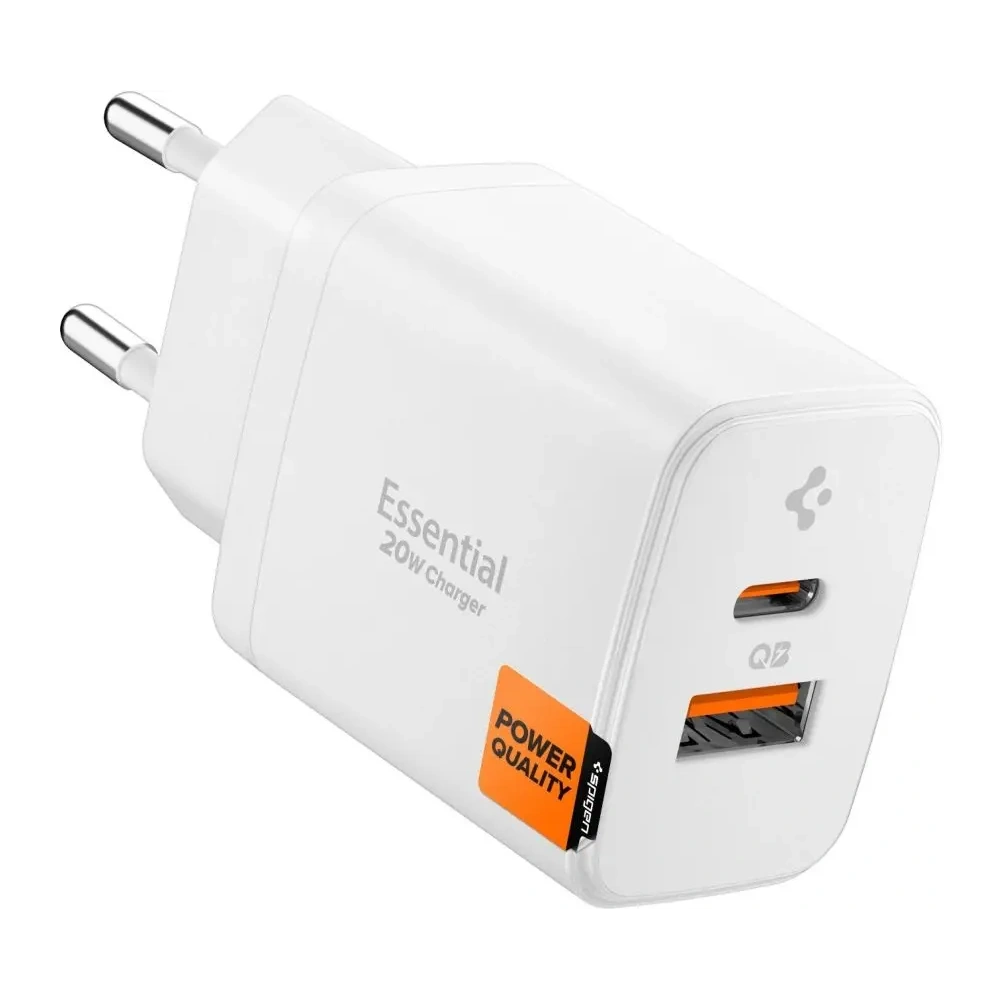 Ładowarka sieciowa Spigen Essential EE202EU USB-A, USB-C Network Charger 20W White