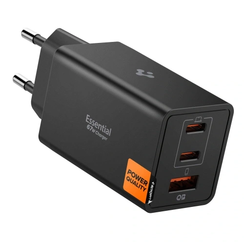 Ładowarka sieciowa Spigen Essential EE673EU USB-A, 2xUSB-C Network Charger 67W Black