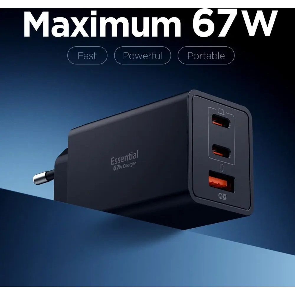 Ładowarka sieciowa Spigen Essential EE673EU USB-A, 2xUSB-C Network Charger 67W Black