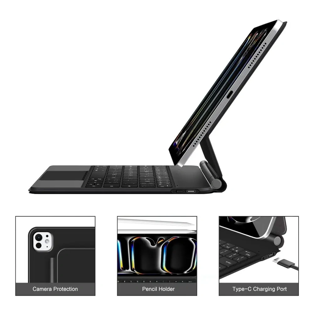 Etui z klawiaturą Tech-Protect SmartCase Magnetic + Keyboard do Apple iPad Pro 13” 2024/2025 Black