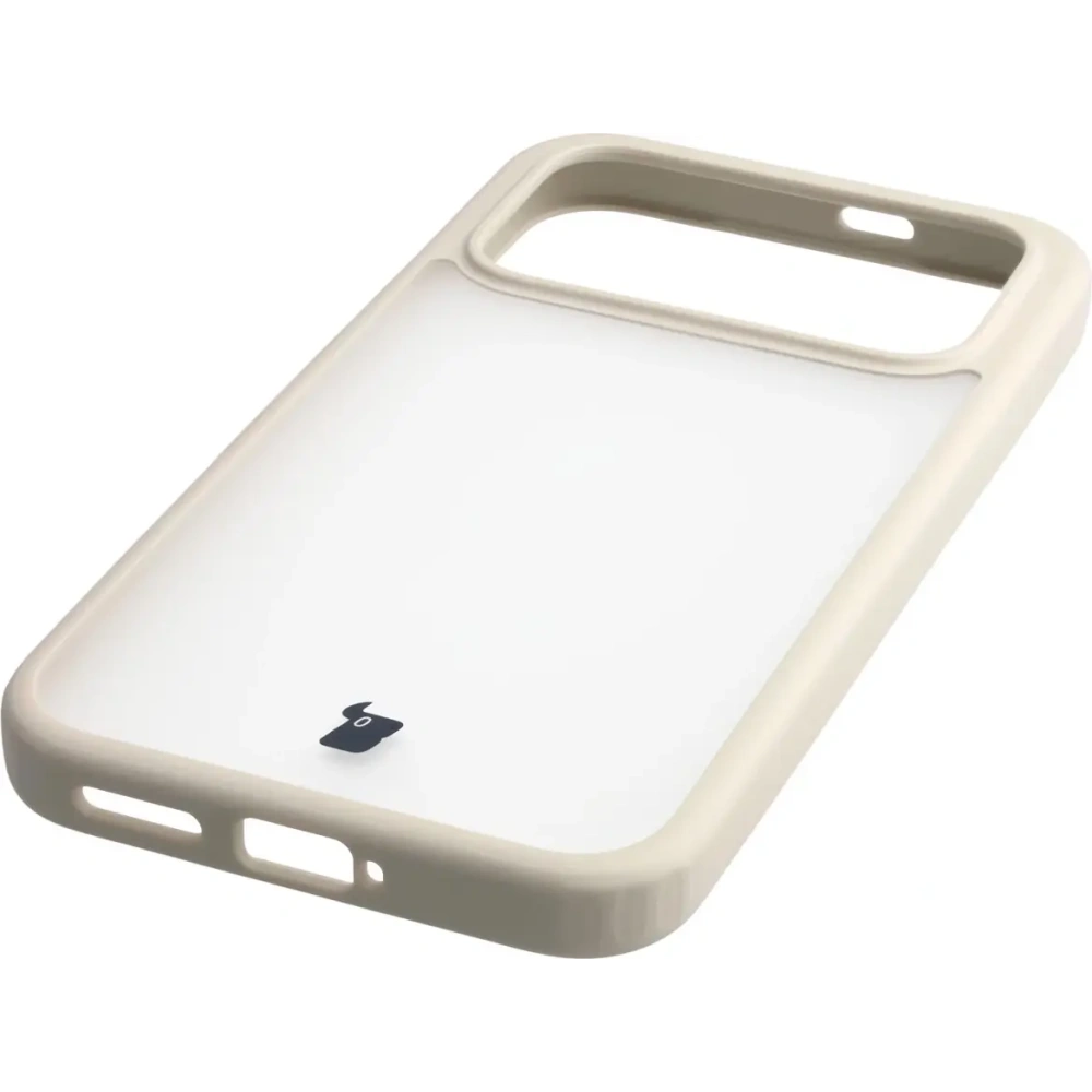 Etui Bizon Case Angelo do Xiaomi POCO F8 Pro półprzezroczyste z beżową ramką