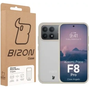 Etui Bizon Case Angelo do Xiaomi POCO F8 Pro półprzezroczyste z beżową ramką